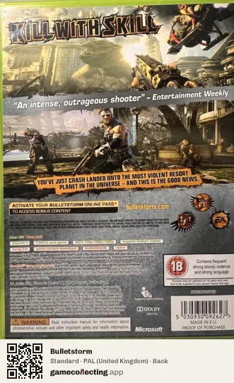 Bulletstorm Xbox 360, United Kingdom box back
