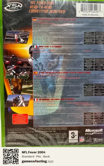 NFL Fever 2004 Xbox, PAL box back