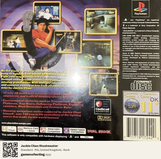 Jackie Chan Stuntmaster PlayStation, United Kingdom box back