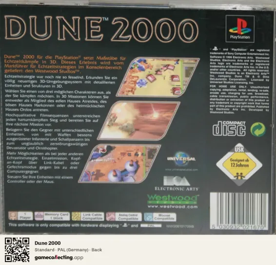 Dune 2000 PlayStation, Germany box back