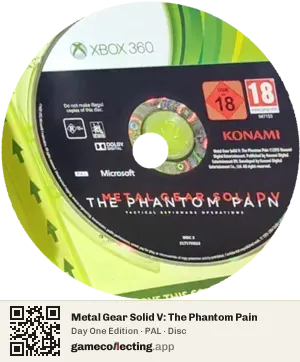 Metal Gear Solid V: The Phantom Pain Xbox 360, PAL disc