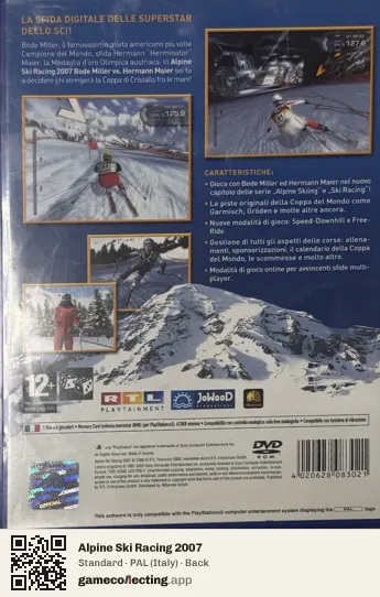 Alpine Ski Racing 2007 PlayStation 2, Italy box back