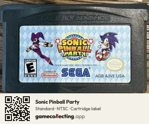 Sonic Pinball Party Game Boy Advance, NTSC cartridge label