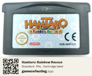 Hamtaro: Rainbow Rescue Game Boy Advance, PAL cartridge label