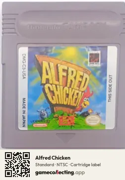 Alfred Chicken Game Boy, NTSC cartridge label