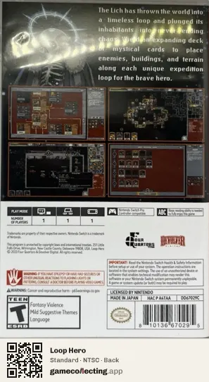 Loop Hero Nintendo Switch, NTSC box back