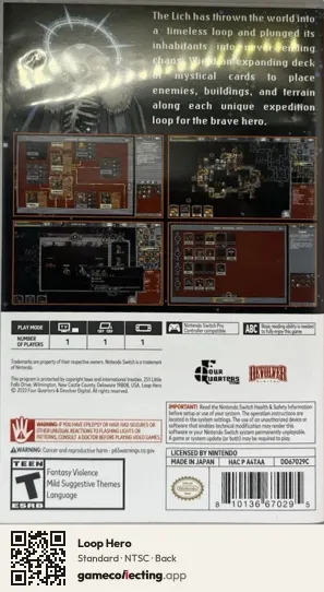 Loop Hero Nintendo Switch, NTSC box back