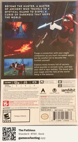 The Pathless Nintendo Switch, NTSC box back