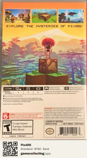 PixARK Nintendo Switch, NTSC box back