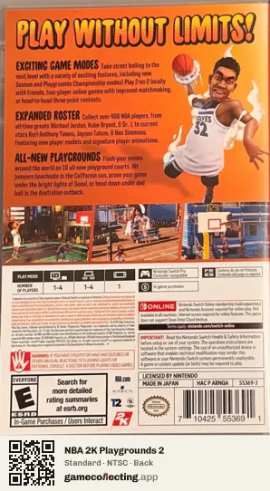 NBA 2K Playgrounds 2 Nintendo Switch, NTSC box back