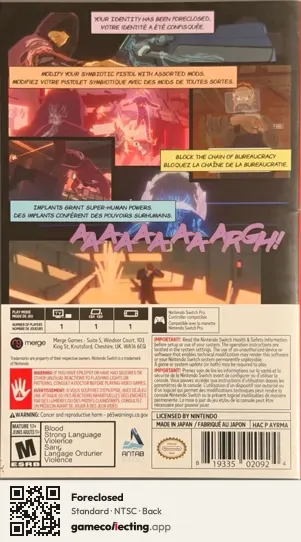 Foreclosed Nintendo Switch, NTSC box back