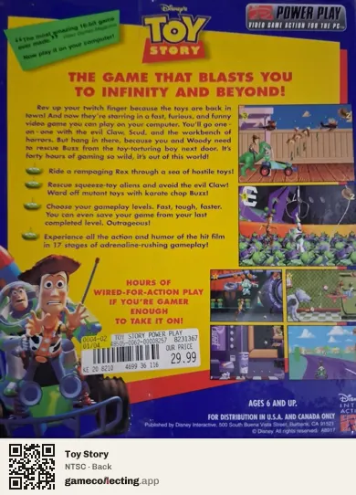 Toy Story Computer, NTSC box back