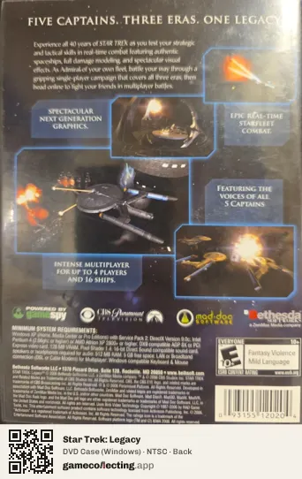 Star Trek: Legacy Computer, NTSC box back