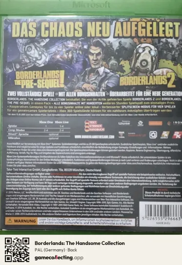 Borderlands: The Handsome Collection Xbox One, Germany box back