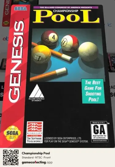 Championship Pool Sega Mega Drive / Genesis, NTSC box front