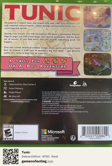 Tunic Xbox Series X, NTSC box back