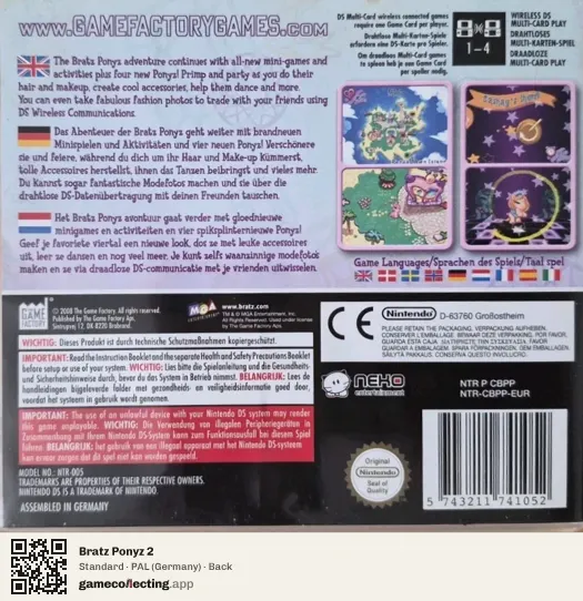 Bratz Ponyz 2 Nintendo DS, Germany box back