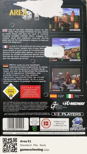 Area 51 Sega Saturn, PAL box back
