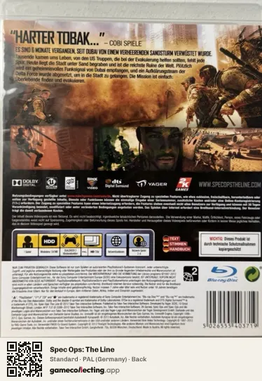 Spec Ops: The Line PlayStation 3, Germany box back