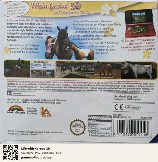 Life with Horses 3D Nintendo 3DS, Germany box back