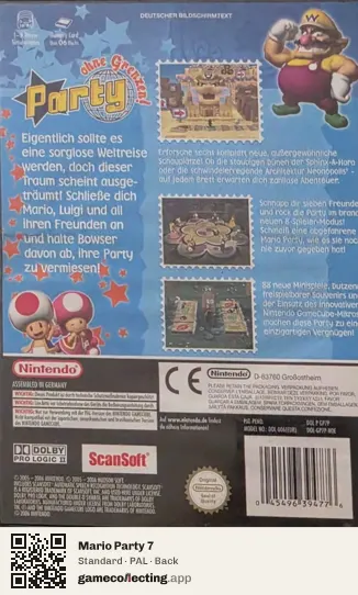 Mario Party 7 Nintendo GameCube, PAL box back