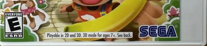 Super Monkey Ball 3D, the ESRB box on its front