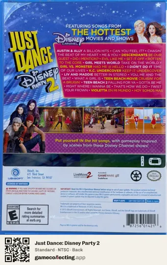 Just Dance: Disney Party 2 Nintendo Wii U, NTSC box back