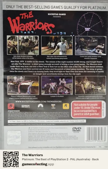 The Warriors PlayStation 2, Australia box back