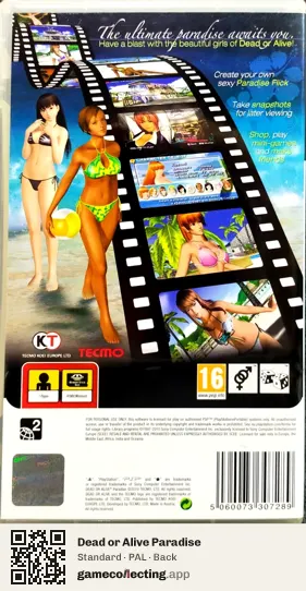Dead or Alive Paradise PlayStation Portable, PAL box back
