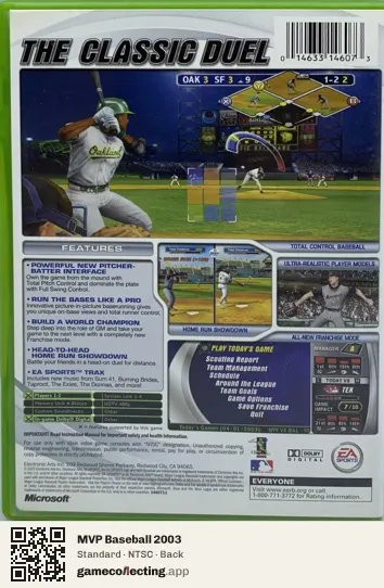 MVP Baseball 2003 Xbox, NTSC box back