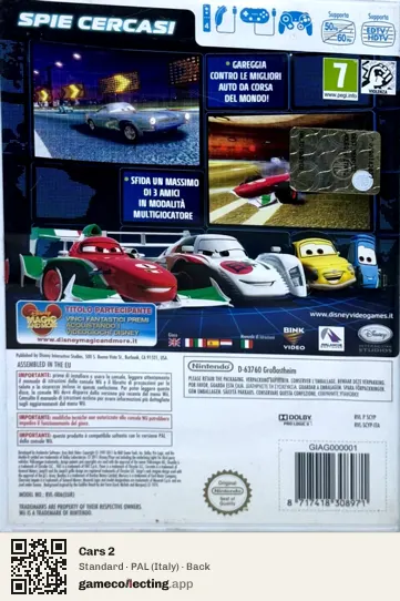 Cars 2 Nintendo Wii, Italy box back