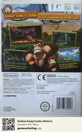 Donkey Kong Country Returns Nintendo Wii, PAL box back