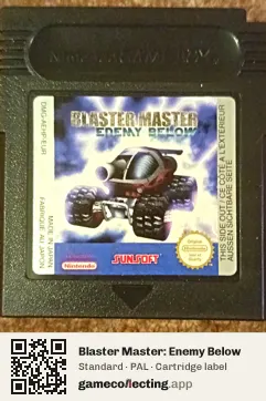 Blaster Master: Enemy Below Game Boy Color, PAL cartridge label