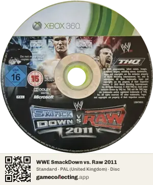 WWE SmackDown vs. Raw 2011 Xbox 360, PAL disc