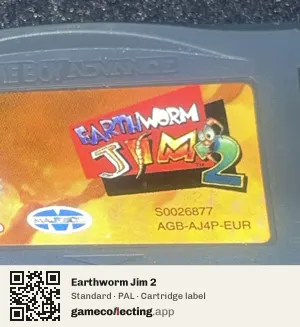 Earthworm Jim 2 Game Boy Advance, PAL cartridge label