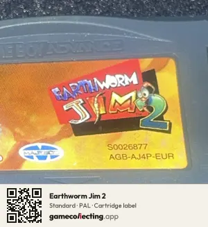 Earthworm Jim 2 Game Boy Advance, PAL cartridge label