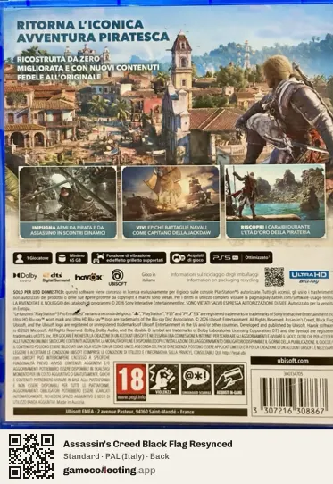 Assassin's Creed Black Flag Resynced PlayStation 5, Italy box back