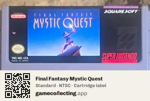 Final Fantasy Mystic Quest Super Nintendo Entertainment System, NTSC cartridge label