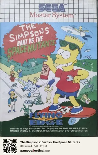 The Simpsons: Bart vs. the Space Mutants Sega Master System, PAL box front