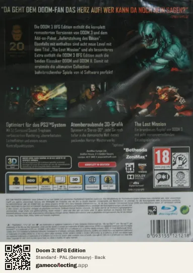 Doom 3: BFG Edition PlayStation 3, Germany box back