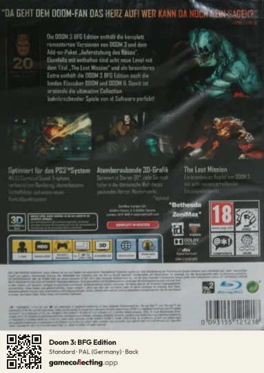 Doom 3: BFG Edition PlayStation 3, Germany box back