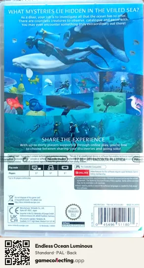 Endless Ocean Luminous Nintendo Switch, PAL box back