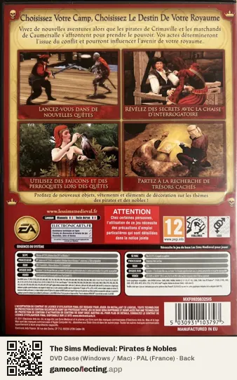 The Sims Medieval: Pirates & Nobles Computer, France box back