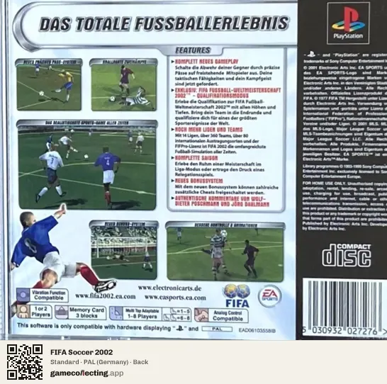 FIFA Soccer 2002 PlayStation, Germany box back