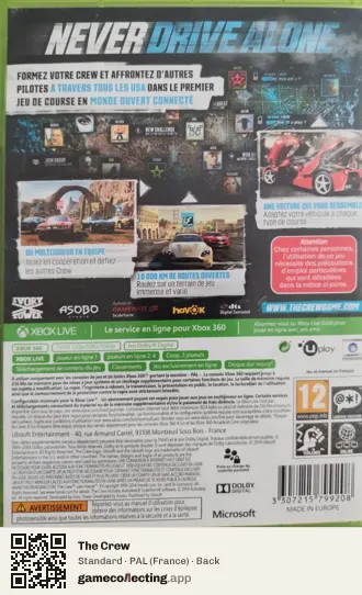 The Crew Xbox 360, France box back