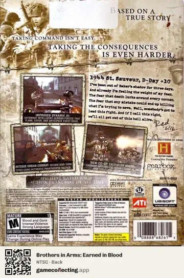 Brothers in Arms: Earned in Blood Computer, NTSC box back