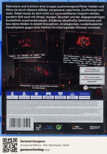 Darkest Dungeon PlayStation 4, Germany box back