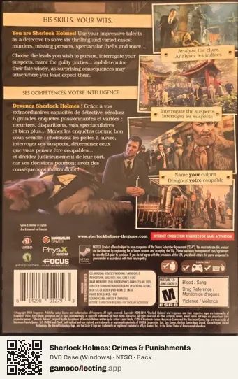 Sherlock Holmes: Crimes & Punishments Computer, NTSC box back