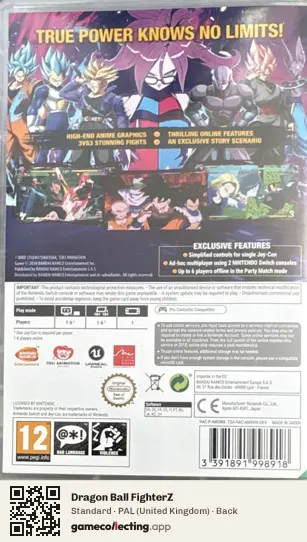 Dragon Ball FighterZ Nintendo Switch, United Kingdom box back