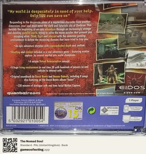 The Nomad Soul Sega Dreamcast, United Kingdom box back